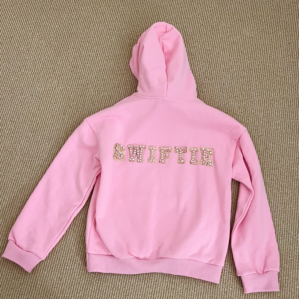 Lola + The Boys Pink “Swiftie” Hoodie with Gems NWT
